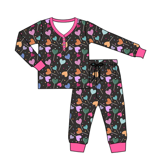 presale GLP2276  Adult Women Valentine's Day Love Lollipop Long Sleeve Long Pants Pajamas Set  2024 11.25