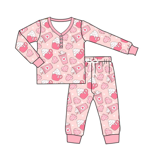 presale GLP2284 Adult female Valentine's Day love cup pink long-sleeved long pants pajamas set  2024 11.28