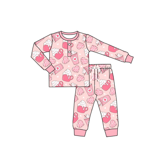 presale GLP2286 Valentine's Day Love Heart Cup Pink Long Sleeve Long Pants Pajama Set  2024 11.28