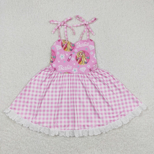 GSD0526 Lipstick diamond lace pink plaid suspender dress