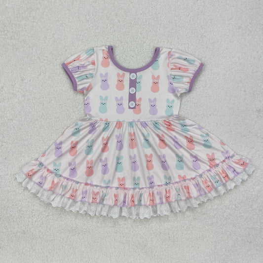 GSD0583 Colorful bunny lace purple long-sleeved dress