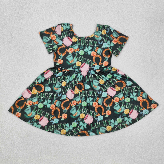 GSD1450  Baby Girls St Patrick Day Lucky Knee Length Dresses