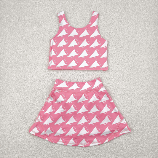 GSD1467 Baby Girls Megaphone Pink Sleeveless Pants Skirt Set  D 4.12