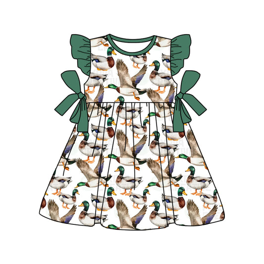 presale GSD1568 Duck Green Lace Bow White Fly Sleeve Dress  2024 11.9