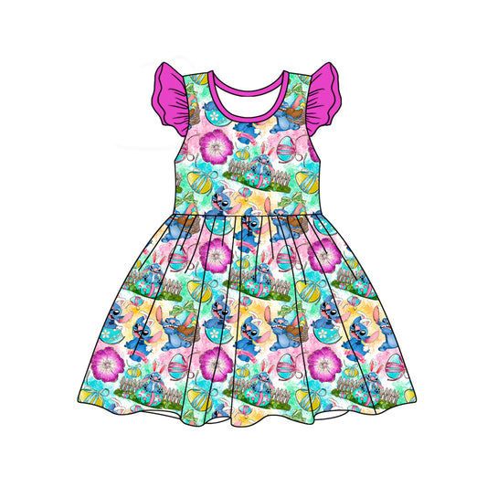 presale GSD1691  Easter Egg Stitch Rose Red Fly Sleeve Dress  2024 12.10