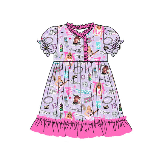 presale GSD1694   Rose Red Lace Purple Short Sleeve Dress  2024 12.10