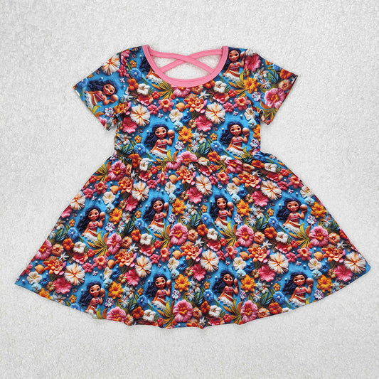 GSD1785  Baby Girls Island Princess Flowers Knee Length Dresses  D 3.10
