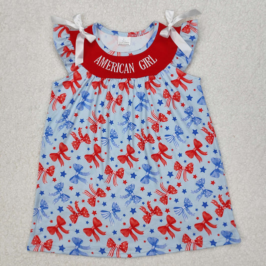 GSD1827 Baby Girls American Girl Bows Knee Length Dresses  D 3.6