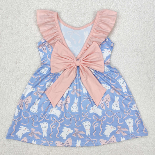 GSD1829  Baby Girls Easter Rabbits Bows Knee Length Dresses  D 3.6