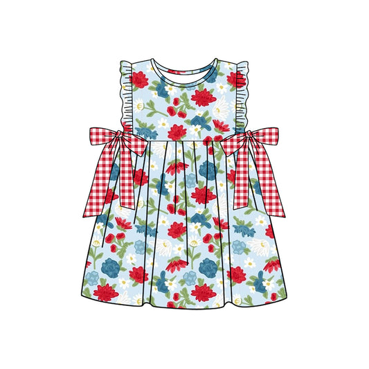 presale GSD1838 Baby Girls Navy Flowers Bows Knee Length Dresses  2025 1.3