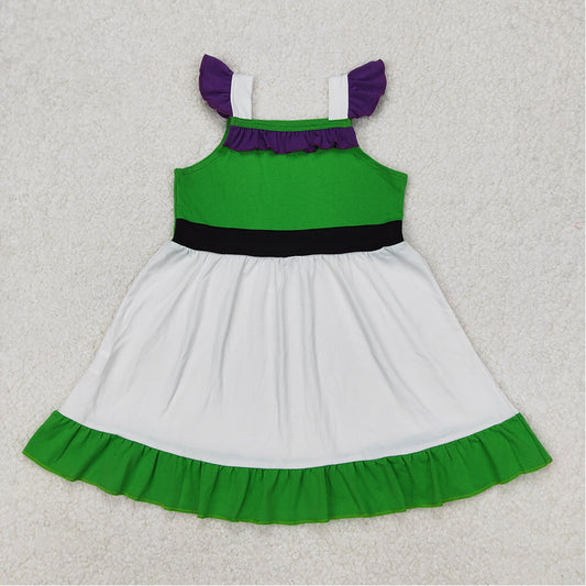 GSD1874  Baby Girls Princess Green White Knee Length Dresses D 3.17