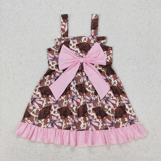 GSD1945  Baby Girls Bows Highland Cow Knee Length Dresses  D 3.15