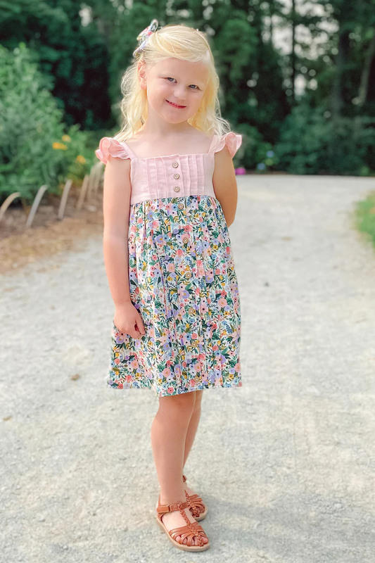 presale GSD2019 Baby Girls Pink Straps Flowers Knee Length Dresses  D 2.13