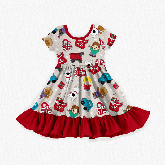 presale GSD2024 Baby Girls Red Cartoon Target Knee Length Dresses   D 2.14