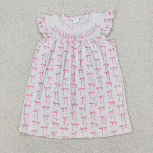 GSD2054  Baby Girls Daddy's Girl Bows Flutter Sleeve Knee Length Dresses  D 3.31