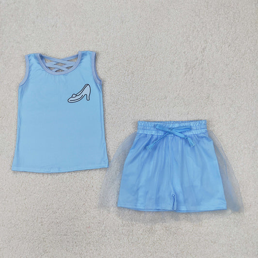 GSD2063 Baby Girls Light Blue Princess Shirt Skirt Clothes Sets D 3.24