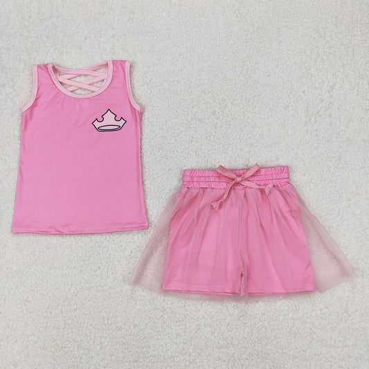 GSD2066  Baby Girls Pink Craw Shirt Skirt Clothes Sets  D 3.24