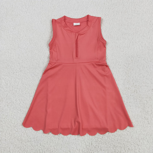 GSD2091  Peach sleeveless zipper kids girls athletic yoga dresses D 4.22