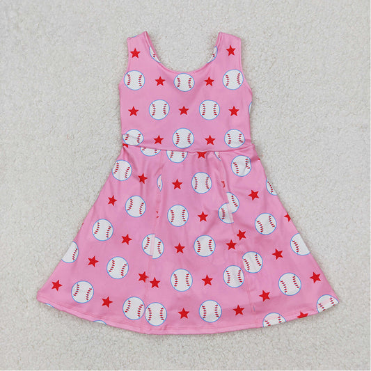 GSD2135  Baby Girls Baseball Stars Yoga Active Wear Skort Knee Length Dresses D 3.21