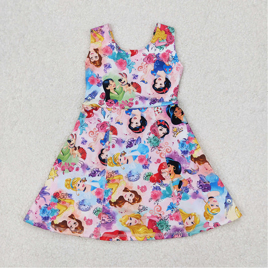GSD2136  Baby Girls Princess Flowers Yoga Active Wear Skort Knee Length Dresses D 3.21