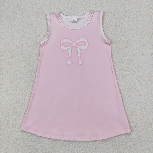 GSD2157 Baby Girls Pink sleeveless dress with checked bow pattern  D 3.27