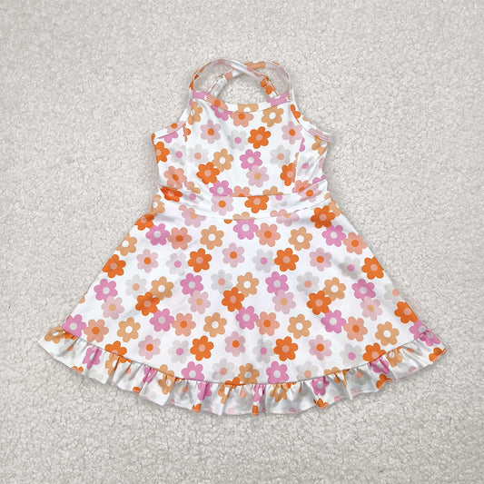 GSD2282  Baby Girls Strap Colorful Daisy Yoga Ruffle Knee Length Dresses D 4.24