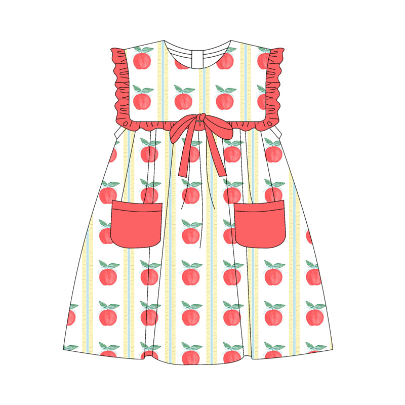 presale  GSD2326  Baby Girls Peaches Pockets Knee Length Dresses   D 3.20