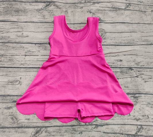 presale GSD2352 Baby Girls Hot Pink Sleeveless Yoga Active Knee Length Dresses   D 5.16