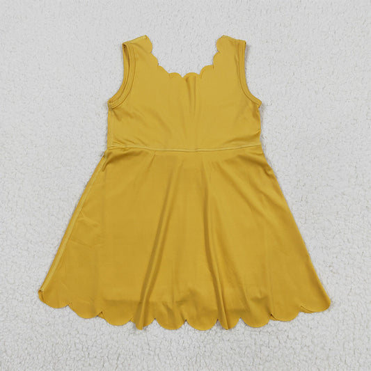 GSD2373 Baby Girls Yellow Sleeveless Yoga Active Knee Length Dresses  D 6.2
