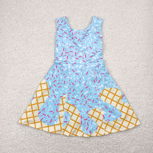 GSD2380 Baby Girls Blue Sleeveless Team Yoga Skort Knee Length Dresses  D 4.12