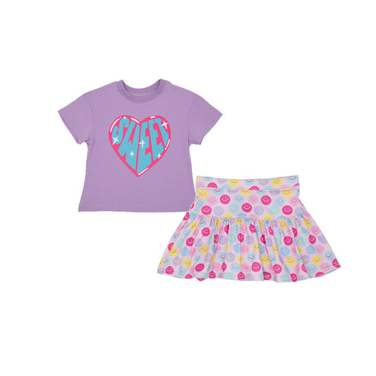 presale GSD2550 Baby Girls Lavender Sweet Hearts Top Smiles Skirt Sets  D 5.6