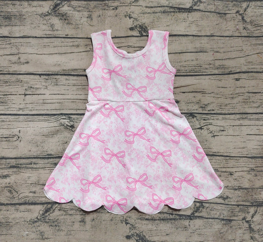 presale GSD2572 Baby Girls Pink Bows Floral Activity Wear Yoga Short Skort Knee Length Dresses D 5.8