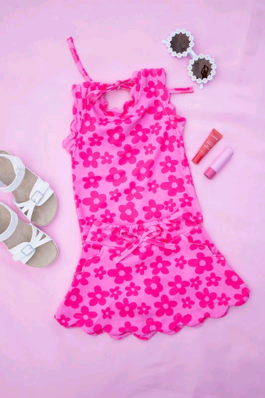presale GSD2583 Sleeveless pink bow top skirt kids girls clothing  D 5.16
