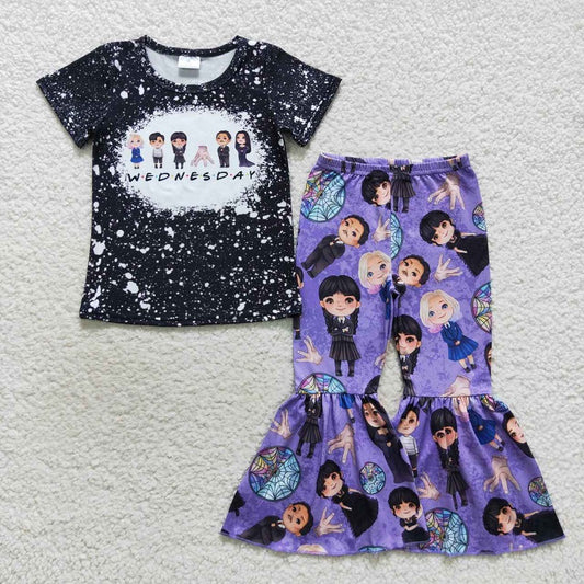 GSPO0688 Wed black short-sleeved top blue purple trousers suit