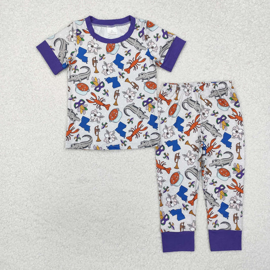 GSPO1758 Carnival Alligator Mask Short Sleeve Long Pants Pajama Set