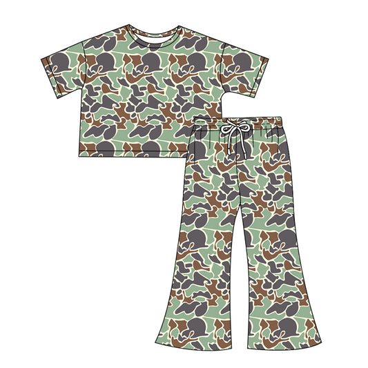 presale GSPO1909  Adult female brown green camouflage short-sleeved trousers suit  2024 12.7