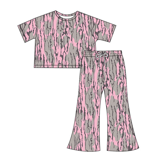 presale GSPO1913 Adult female pink grey camouflage short sleeve trousers suit  2024 12.7