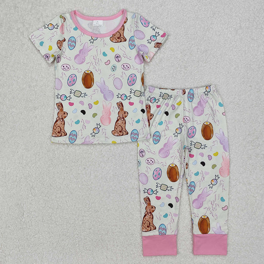 GSPO1960 Baby Girls Easter Rabbits Eggs Shirt Pants Pajamas  D 3.10
