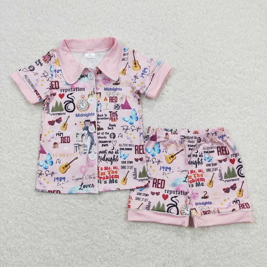 GSSO0578 1989 Pink Short Sleeve Shorts Suit