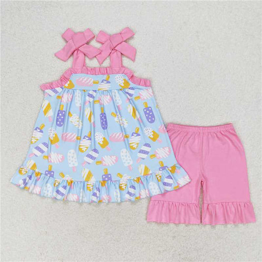 GSSO1037 Ice Cream Blue Suspender Pink Shorts Suit  D 3.15