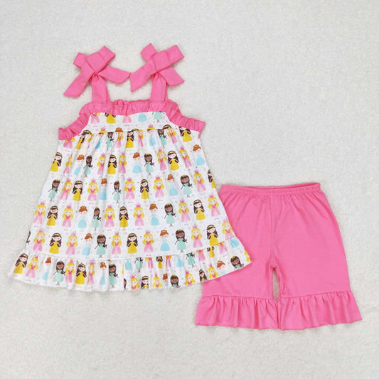 GSSO1045 Princess rose red lace suspender shorts suit