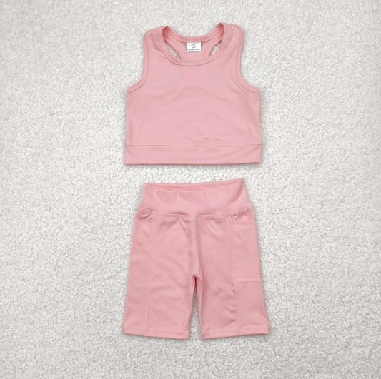 GSSO1518 Baby Girls Pink Vest Top Sports Shorts Clothes Sets  D 4.24