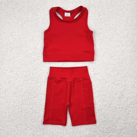 GSSO1519 Baby Girls Red Athletic Active Wear Top Shorts Clothes Sets  D 4.25