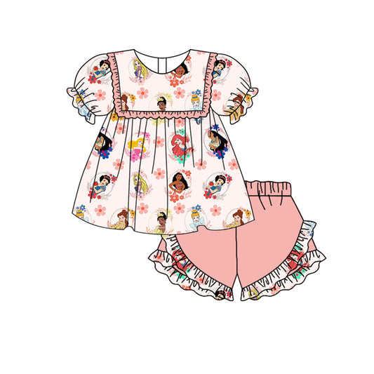 presale GSSO1573 Princess Flower Pink Short Sleeve Shorts Set    2024 11.7