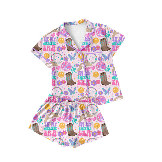 presale GSSO1736 Adult female letter boots light ball pink short-sleeved shorts pajamas set  2024 12.7