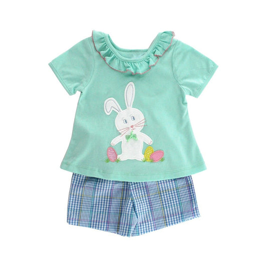 Custom  Baby Girls Rabbits Easter Tunic Shorts Clothes Sets    D 5.20