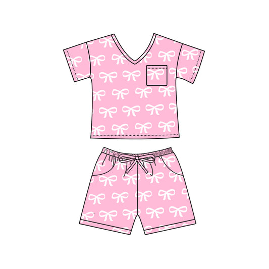 presale GSSO1940 Adult Women Pink Bows V-Neck Tops Shorts Pajamas  2025 1.4