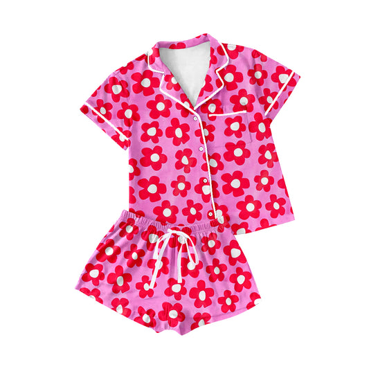 presale GSSO1943  Adult female flower rose red short-sleeved shorts pajamas set  2025 1.4