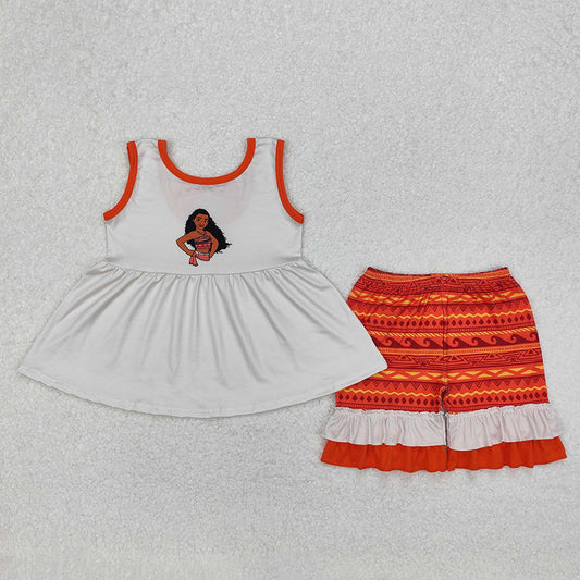 GSSO2057 Baby Girls Island Princess Tunic Ruffle Shorts Clothes Sets  D 3.14