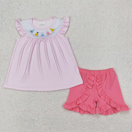 GSSO2125  Baby Girls Pink Princess Tunic Top Ruffle Shorts Clothes Sets D 3.27